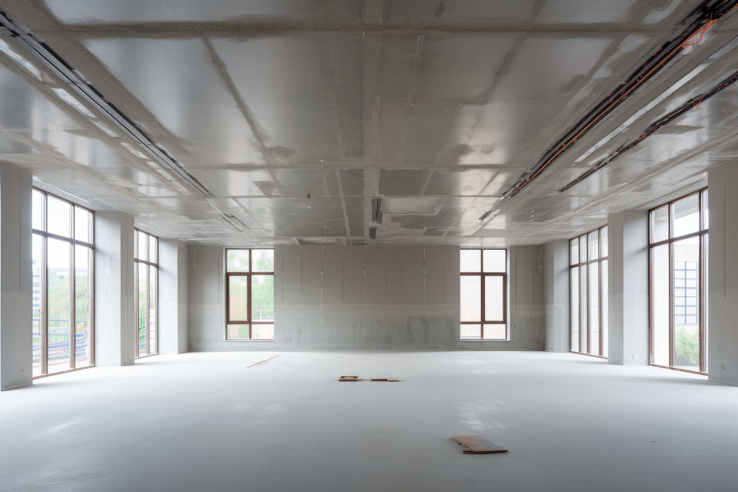 interior of a new building under construction, closeup of photo